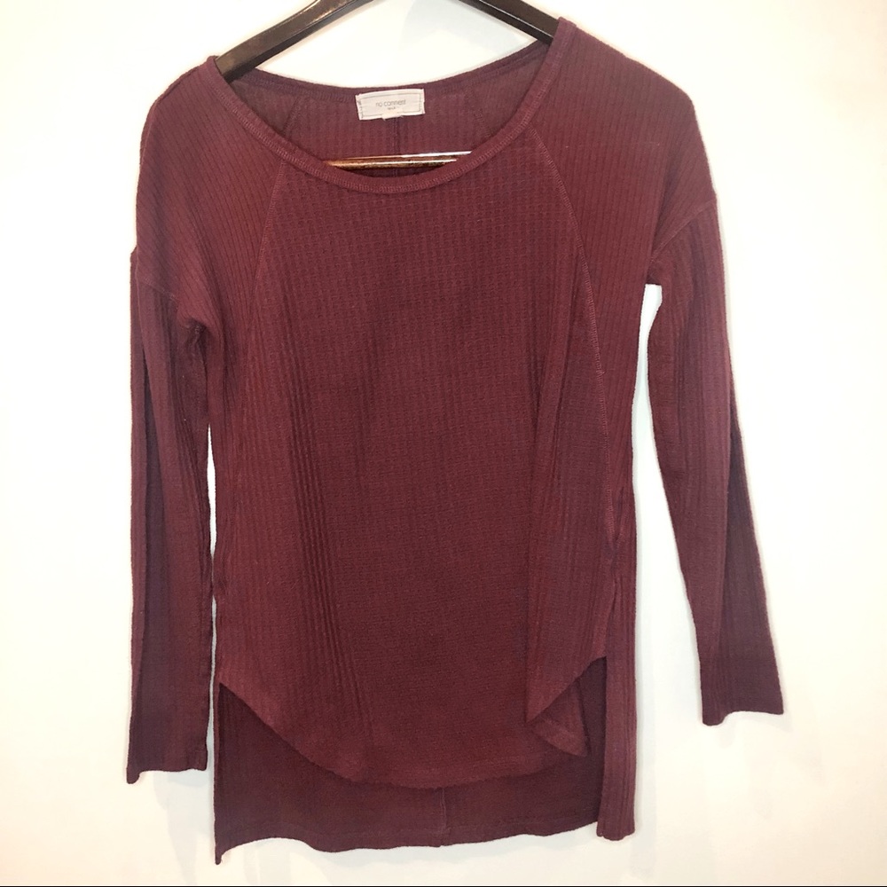 ❣️2 for $15❣️ No Comment NY.LA waffle knit long sleeve shirt, dark red, small.